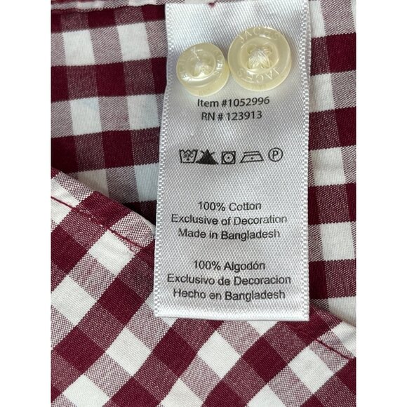 Mens Red & White Gingham Long-Sleeve Button-Down Shirt XL 100% Cotton DH7 - Picture 4 of 5